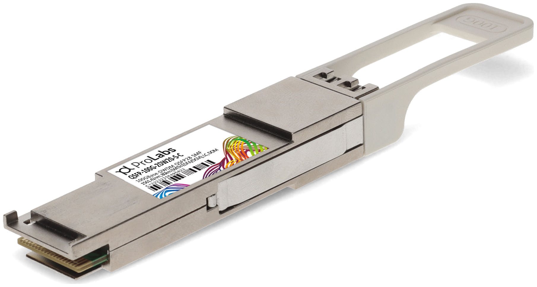 MSA and TAA 100GBase-DWDM PAM4 QSFP28 Transceiver C-Band Channel DW20 100GHz (SMF, 1561.42nm, 80km w/EDFA/DCM, LC, DOM)