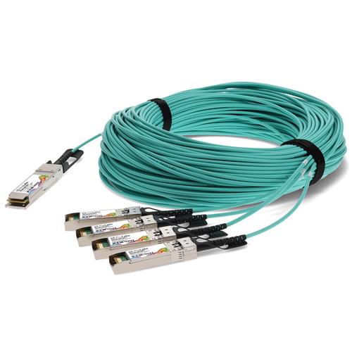 Picture of MSA and TAA Compliant 40GBase-AOC QSFP+ to 4xSFP+ Active Optical Cable (850nm, MMF, 70m)