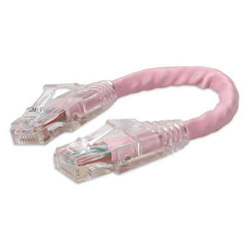 Picture of 6in Pink CAT 6 PVC Ethernet Cable Snagless Bubble Boot RJ-45 M/M