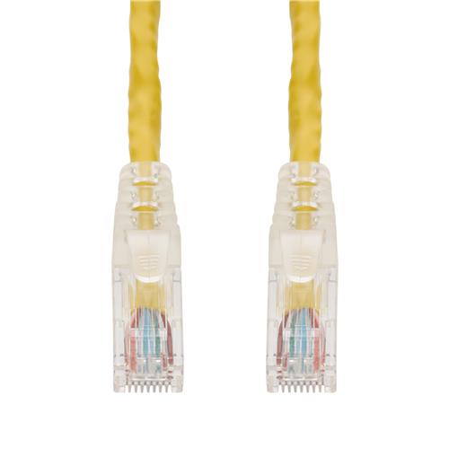 Picture of 6in Yellow CAT 6 PVC Ethernet Cable Snagless Easy Clear Boot TAA RJ-45 M/M