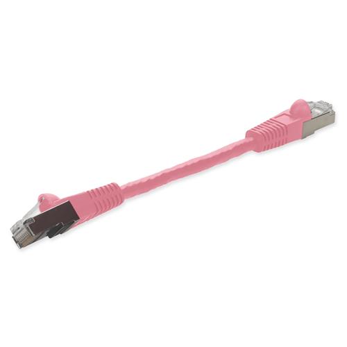 Picture of 6in Pink CAT 6 Shielded PVC Ethernet Cable Snagless Easy Clear Boot RJ-45 M/M