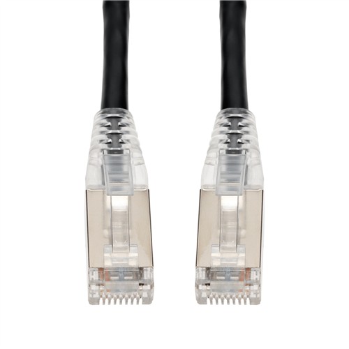 Picture of 100ft Black CAT 6 Shielded PVC Ethernet Cable Snagless Easy Clear Boot RJ-45 M/M