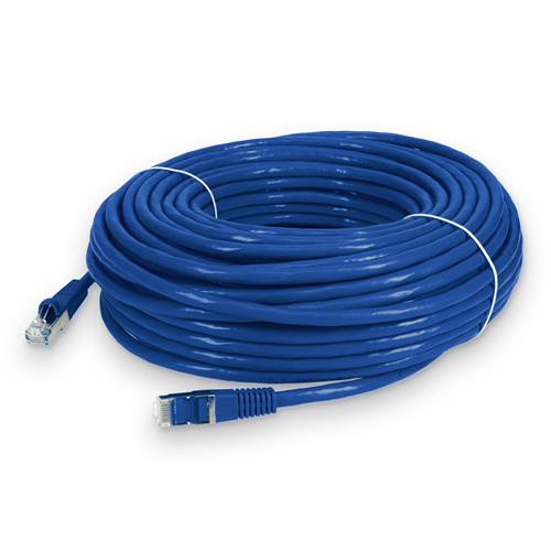 Picture of 100ft Blue CAT 6 Shielded PVC Ethernet Cable Snagless Easy Clear Boot RJ-45 M/M
