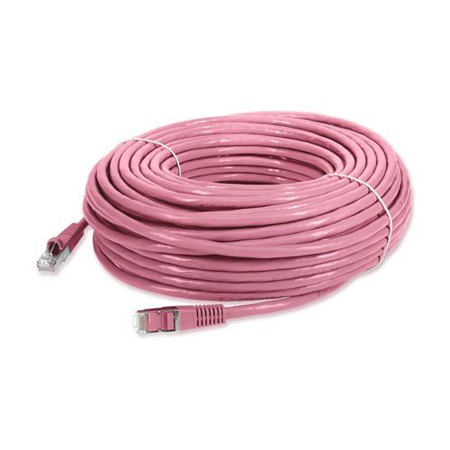 Picture of 100ft Pink CAT 6 Shielded PVC Ethernet Cable Snagless Easy Clear Boot RJ-45 M/M