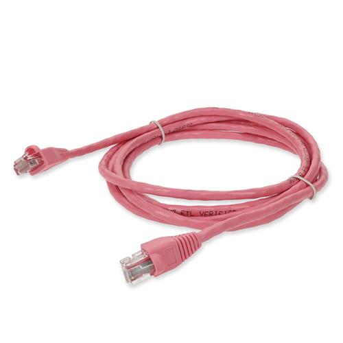 Picture of 10ft Pink CAT 5E PVC Ethernet Cable Snagless Bubble Boot RJ-45 M/M