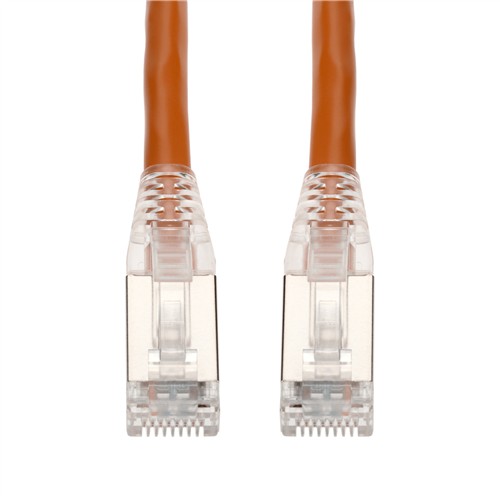 Picture of 15ft Orange CAT 6 Shielded PVC Ethernet Cable Snagless Easy Clear Boot RJ-45 M/M