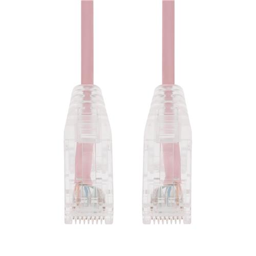 Picture of 15ft RJ-45 (Male) to RJ-45 (Male) Straight Pink Cat6A Slim UTP PVC Copper Patch Cable