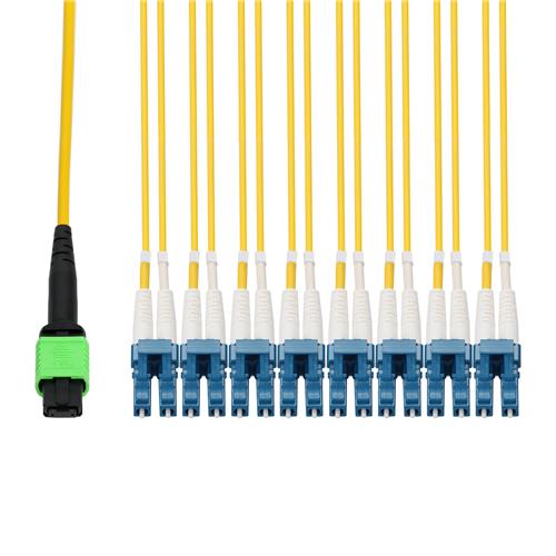 Picture of 7m MPO/APC to 8xLC/UPC Duplex Yellow OS2 LSZH 16-Strand SMF Fiber Fanout Cable