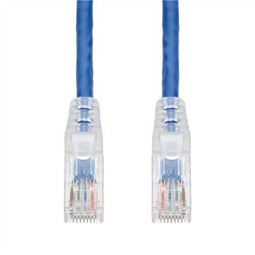 Picture of 1ft Blue CAT 6A PVC Ethernet Cable Snagless Easy Clear Boot TAA RJ-45 M/M