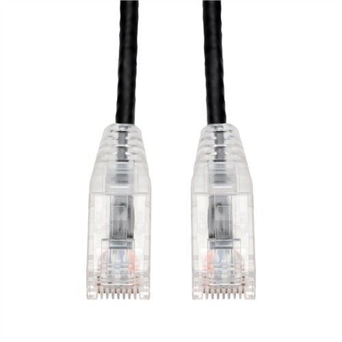 Picture of 10-Pack 10ft Black CAT 6 Slim PVC Ethernet Cable Snagless Clear-Claw RJ-45 M/M Bulk Bag Packaged, No Twist Ties