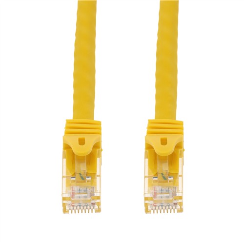 Picture of 1ft Yellow CAT 6 PVC Ethernet Cable Snagless Easy Boot RJ-45 M/M