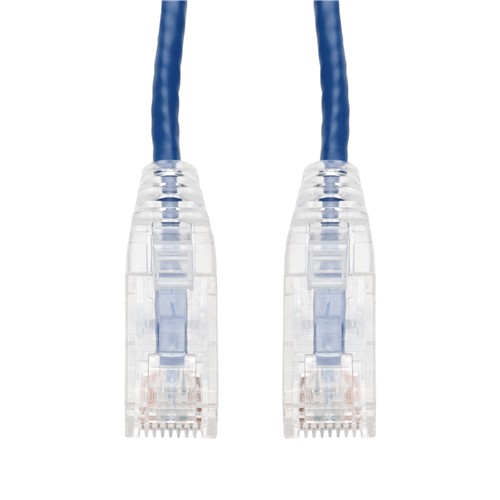 Picture of 10-Pack 10ft Blue CAT 6 Slim PVC Ethernet Cable Snagless Clear-Claw RJ-45 M/M Bulk Bag Packaged, No Twist Ties