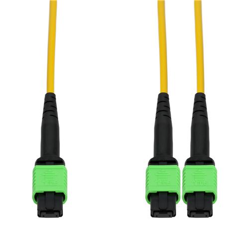 Picture of 25m MPO/APC to 2xMPO/APC Yellow OS2 OFNR (Riser-Rated) 24-Strand SMF Fiber Fanout Cable