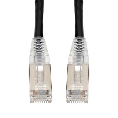 Picture of 2ft Black CAT 6A Shielded PVC Ethernet Cable Snagless Easy Clear Boot RJ-45 M/M