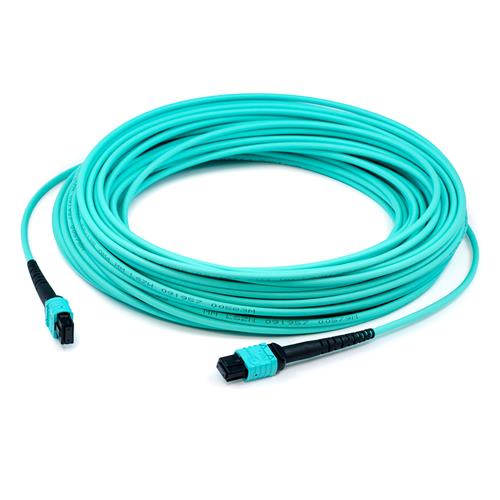 Picture of 2-Pieces of 50m MPO/UPC to MPO/UPC Aqua OM3 OFNR (Riser-Rated) 12-Strand Fiber Patch Cables