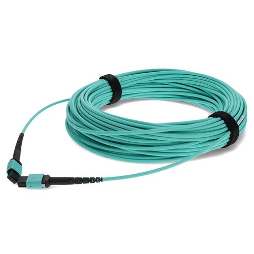 Picture of 2-Pieces of 50m MPO/UPC to MPO/UPC Aqua OM4 OFNR (Riser-Rated) 12-Strand Fiber Patch Cables