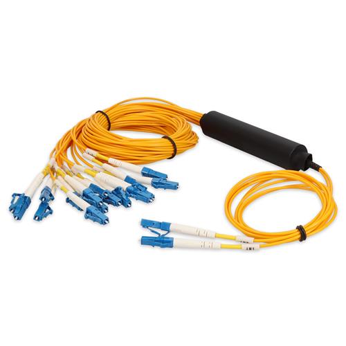 Picture of 1m LC to 8xLC Yellow OS2 Duplex OFNR (Riser-Rated) SMF Fiber