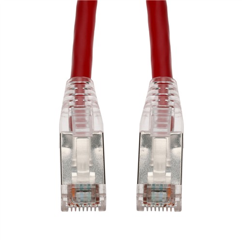 Picture of 30ft Red CAT 6 Shielded PVC Ethernet Cable Snagless Easy Clear Boot RJ-45 M/M