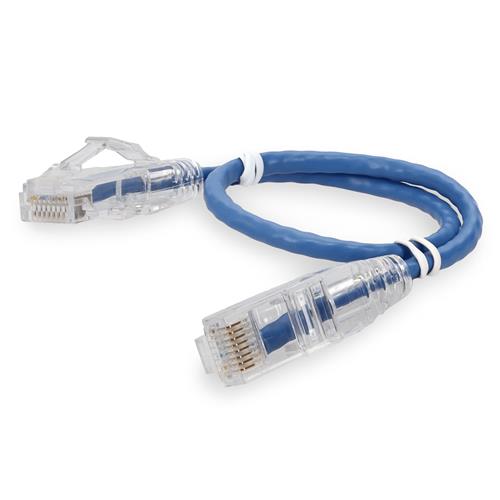 Picture of 3ft Blue CAT 6A Slim PVC Ethernet Cable Snagless Clear-Claw RJ-45 M/M