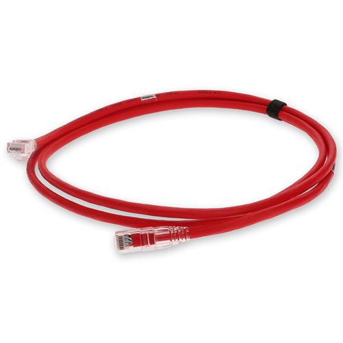 Picture of 4ft Red CAT 6A Shielded PVC Ethernet Cable Snagless Easy Clear Boot RJ-45 M/M