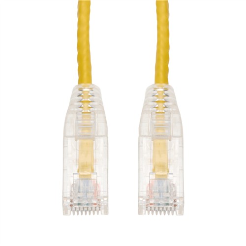 Picture of 100-Pack 5ft Yellow CAT 6 Slim PVC Ethernet Cable Snagless Clear-Claw RJ-45 M/M Bulk Bag Packaged, No Twist Ties