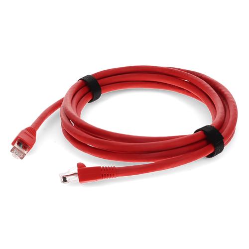 Picture of 8ft Red CAT 6A PVC Ethernet Cable Snagless Bubble Boot RJ-45 M/M