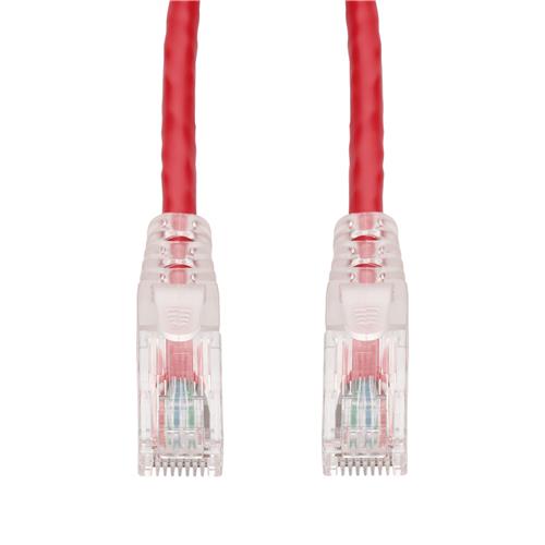 Picture of 9ft Red CAT 6 PVC Ethernet Cable Snagless Easy Clear Boot TAA RJ-45 M/M