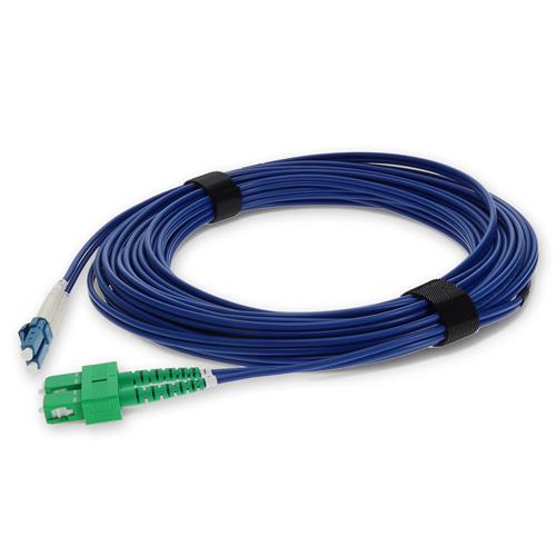 Picture of 1m ASC to LC Blue OS2 Duplex Armored OFNR (Riser-Rated) SMF Fiber Patch Cable