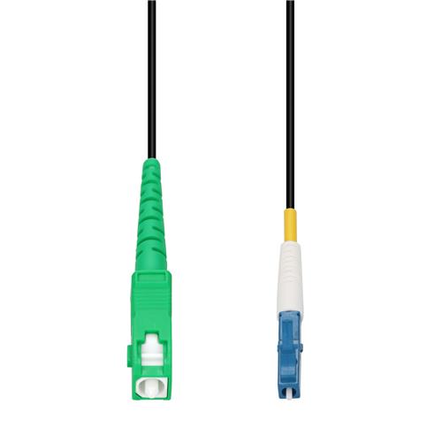 Picture of 2m ASC to LC Black OS2 Simplex Armored OFNR (Riser-Rated) SMF Fiber Patch Cable