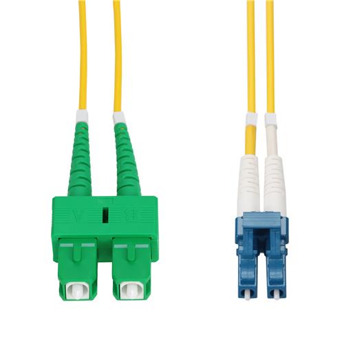 Picture of 10m ASC to LC Yellow OS2 Duplex Microboot, Snagless OFNR (Riser-Rated) SMF Fiber Patch Cable with Serialized Labeled Ends