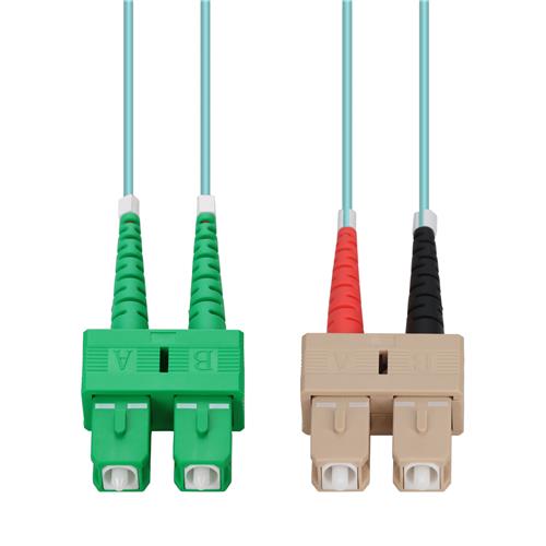 Picture of 0.5m ASC to SC Aqua OM4 Duplex OFNP (Plenum-Rated) Fiber Patch Cable