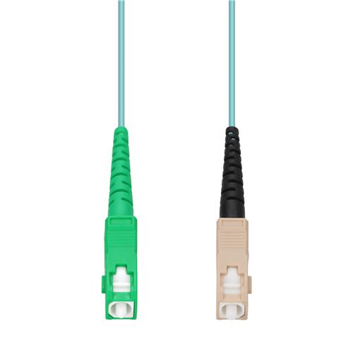 Picture of 0.5m ASC to SC Aqua OM4 Simplex OFNP (Plenum-Rated) Fiber Patch Cable