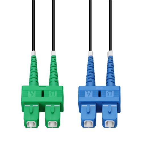 Picture of 2m ASC to SC Black OS2 Duplex Armored OFNR (Riser-Rated) SMF Fiber Patch Cable