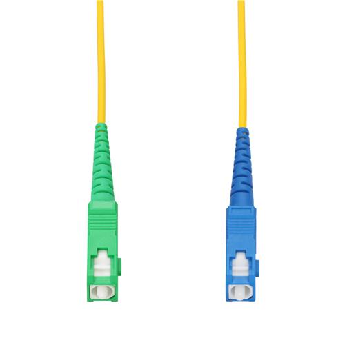 Picture of 2m ASC to SC Yellow OS2 Simplex Microboot, Snagless OFNR (Riser-Rated) SMF Fiber Patch Cable with Serialized Labeled Ends and 3mm OD Jacket