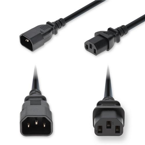 Picture of 8ft C14 Male to C13 Female Standard Commercial 18 AWG 250V at 10A PVC SJT (Service Junior Thermoplastic) Black Power Cable
