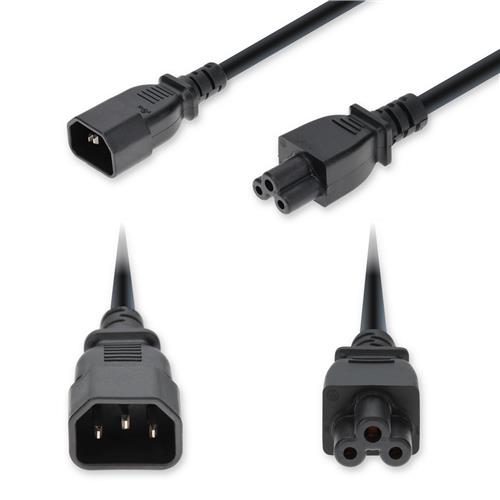 Picture of 10ft C14 Male to C5 Female Standard Commercial 18 AWG 250V at 10A PVC SJT (Service Junior Thermoplastic) Black Power Cable