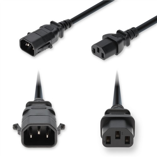 Picture for category 4ft C14 P-Lock Compatible Male to C13 Female Standard Commercial Temp 18 AWG 100V-250V at 10A PVC SJT Black Power Cable