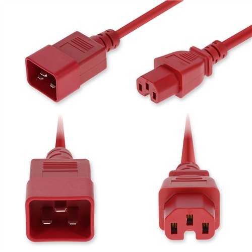 Picture for category 6ft C20 Male to C15 Female Standard Commercial 14 AWG Red Power Cable