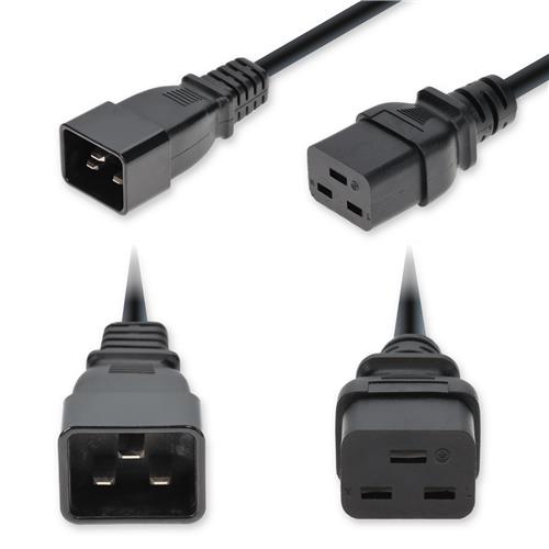 Picture of 1.5m C20 Male to C19 Female Standard Commercial 12 AWG 250V at 20A PVC SJT (Service Junior Thermoplastic) Black Power Cable