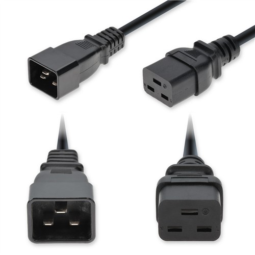 Picture for category 5ft C20 Male to C19 Female Standard Commercial Temp 12 AWG 250V at 20A PVC SJT (Service Junior Thermoplastic) Black Power Cable