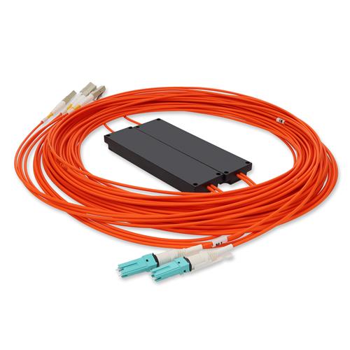 Picture of 10m CS to 2xLC Orange OM2 Simplex OFNR (Riser-Rated) Fiber Colorless Splitter Cable with 50/50 Ratio