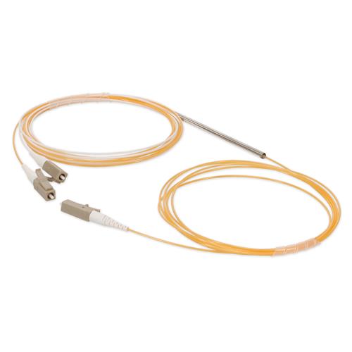 Picture of 3m LC to 2xLC Orange OM2 Simplex OFNR (Riser-Rated) Fiber Colorless Splitter Cable with 3mm OD Jacket and 50/50 Ratio