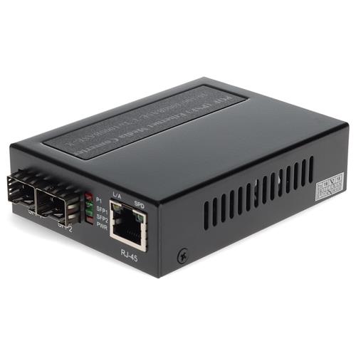 Picture of 10/100/1000Base-TX(RJ-45) to 2 Open SFP Port POE+ Media Converter