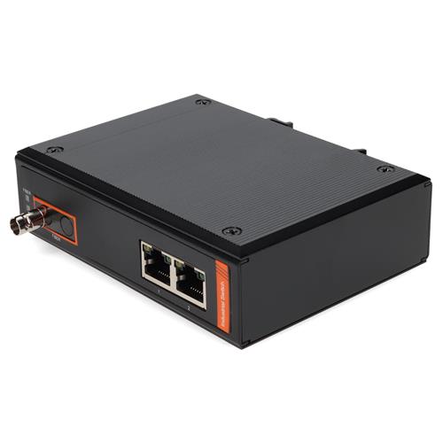 Picture of 2 10/100Base-TX(RJ-45) to 1 100Base-BXU(ST) SMF 1310nmTX/1550nmRX 20km Industrial Media Converter Switch