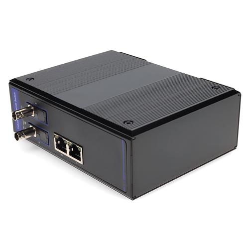 Picture of 2 10/100/1000Base-TX(RJ-45) to 2 1000Base-BXU(ST) SMF 1310nmTX/1550nmRX 20km Industrial Media Converter