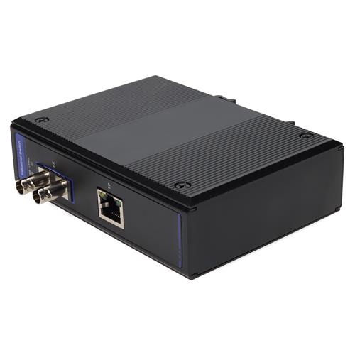 Picture of 1 10/100/1000Base-TX(RJ-45) to 1 1000Base-SX(ST) MMF 850nm 550m Industrial Mini Media Converter With POE+