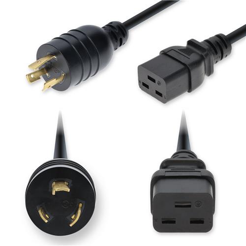 Picture of 6ft NEMA L5-20P Male to C19 Female Twist-Lock Compatible Industrial Grade 12 AWG 125V at 20A PVC SJT (Service Junior Thermoplastic) Black Power Cable