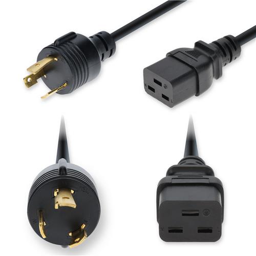 Picture of 10ft NEMA L5-30P Male to C19 Female Twist-Lock Compatible Industrial Grade 10 AWG 125V at 30A PVC SJT (Service Junior Thermoplastic) Black Power Cable