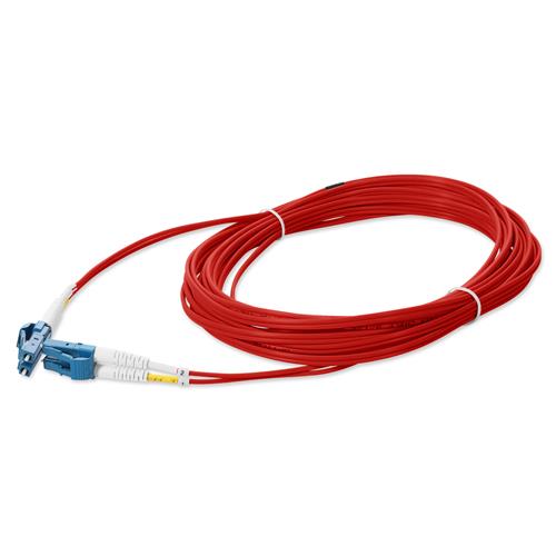 Picture of 10m LC to LC Red OS2 Duplex OFNR (Riser-Rated) TAA SMF Fiber Patch Cable