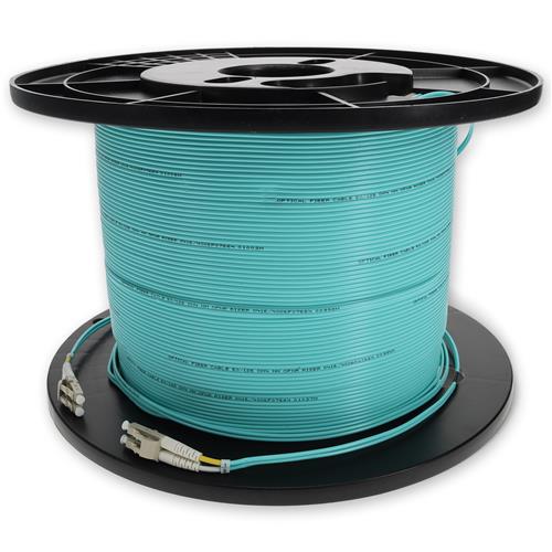 Picture of 150m LC to LC Aqua OM4 Duplex OFNR (Riser-Rated) Fiber Patch Cable